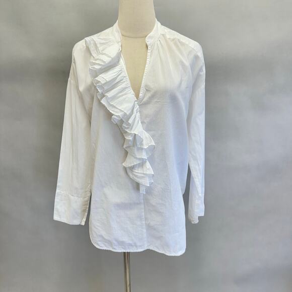 Brochu Walker Micro Stripe White Cotton Popover Tunic Blouse Size XS - Picture 13 of 13